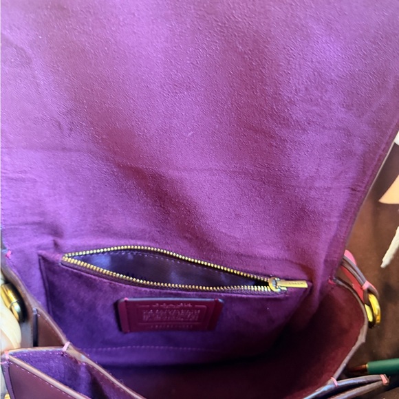 Coach holton color block leather saddle bag in brass pink multi - Picture 8 of 8